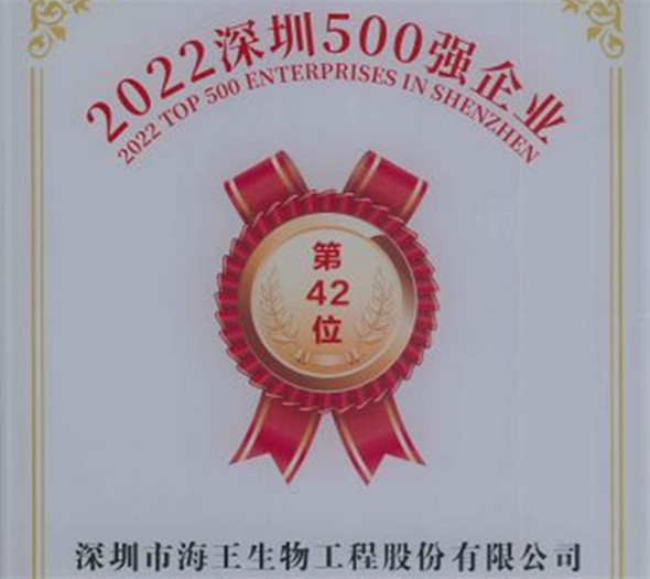 深圳500强球盟会生物42位